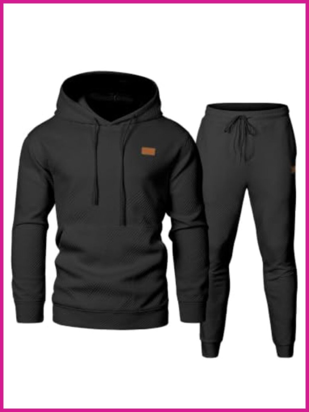 Mens 2 Piece Hoodie Jogger Set Textured Knit Tracksuit